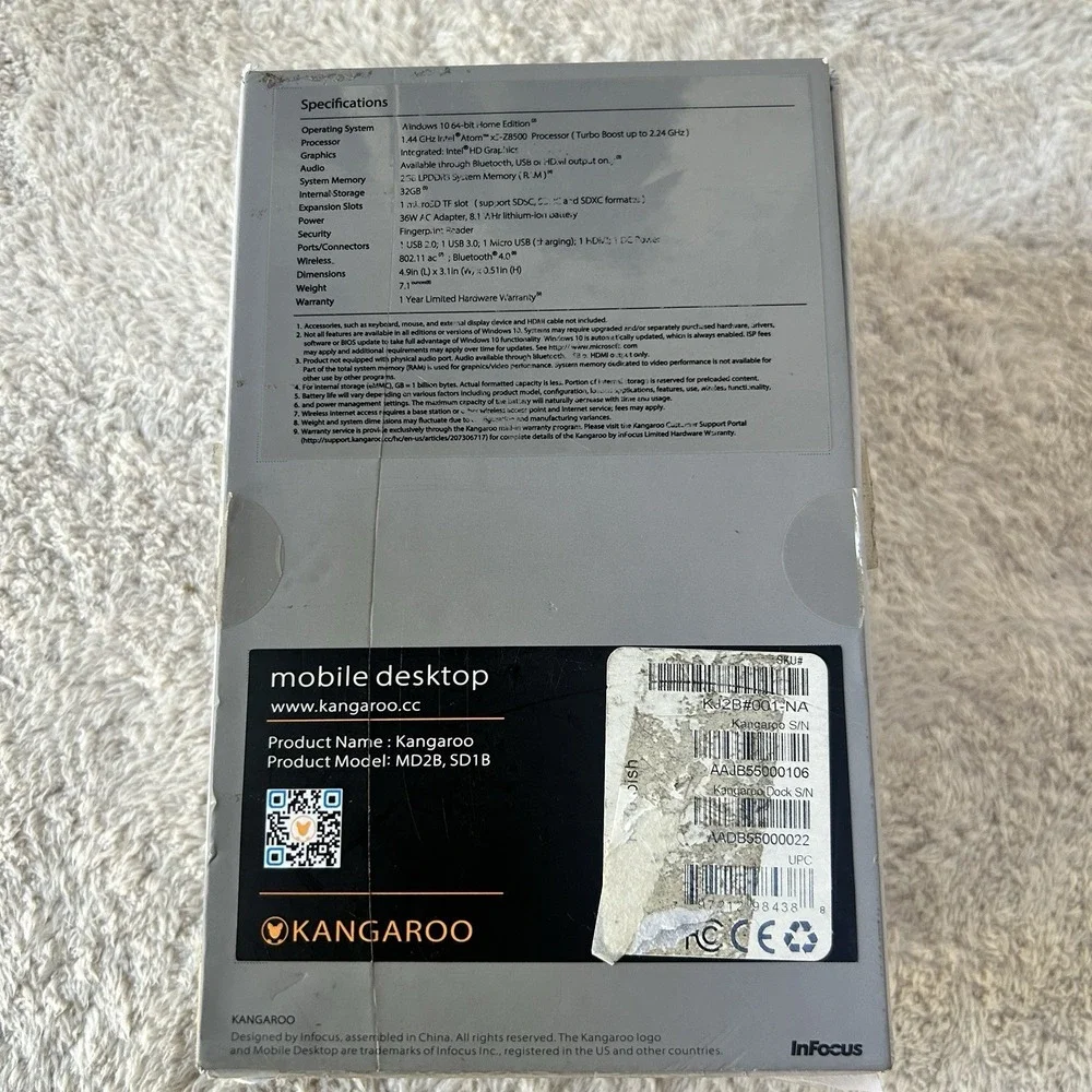 Kangaroo Mobile Desktop Computer MD2B SD1B 1.44GHz HDMI 2GB 32GB BLUETOOTH
